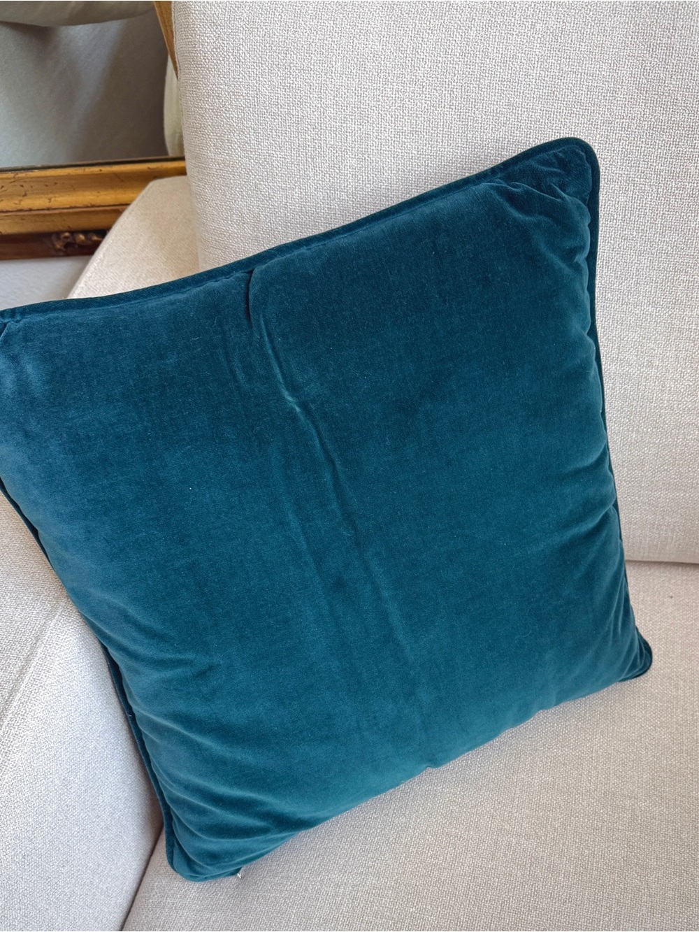 Vintage Teal Velvet 16” Decorator Throw Pillow
